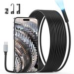 Endoscope Camera with Light, Teslong USB-C Borescope Inspection Camera with 8 LED Lights, 16.5FT Flexible Waterproof Fiber Optic Camera, Snake Scope Cam Compatible with iPhone 15, Android Phone&Tablet