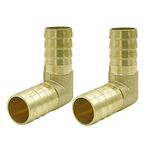 Metaland Brass 3/8" Hose Barb Elbow 90 Degree L Right Angle Barbed Fitting Water Fuel Air (Pack of 2)