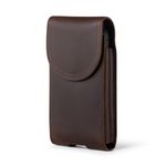 Hengwin Genuine Leather Phone Holster Fits for iPhone 16 Pro Max 15 Pro Max 14 Pro Max Samsung Galaxy S24 Ultra S23 Ultra A54 Pouch Case with Belt Clip Loop Cell Phone Holder for Large Phones (Coffee)