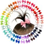 50pcs 2" Baby Bows Hair Ties Rubber Band Ribbon Hair bands Ropes for Baby Girls Kids Children 25 Colors in Pairs