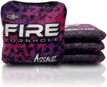 FIRE CORNHOLE | Cornhole Bags | ACL Pro Approved | Weather Resistant | Regulation Size and Weight | Assault Series | Set of 4 | Made in The USA (Mixed Berry)