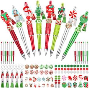 MAPVOLUT 22 Pieces DIY Christmas Beadble Pens Kit, Premium Beaded Pens Includes 178 Beads For Pens Making Bulk with Refills for DIY Making Christmas Gifts for Students Birthday Office School Supplies