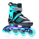 PAPAISON Adjustable Roller Blades Boys Ages 4-12, Inline Skates for Girls Kids with Full Light Up Wheels, Outdoor Illuminating Skates for Children Teens Women