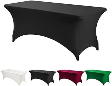 Spandex Tablecloths 6ft Stretchable Stretch Spandex Fitted Table Cover Wedding Party Cocktail Bar Exhibitions Washable Table Cover Open Back (Black,72Lx30Wx30H Inches)