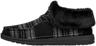 Hey Dude Wendy Fold Boot Plaid Cozy Black Size 9 | Women's Boots | Women's Pull on Boots | Comfortable & Light-Weight