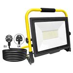 AUXTINGS 100W LED Work Light 9000LM Job Site Lights,Folding Flood Light Adjustable Portable Stand Work Lights Floodlight 6000K White 10ft 3m Wire with Plug for Car Repairing Home Workshop Garage