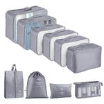 10 Set Packing Cubes for Suitcases, Packing Cubes Travel Essentials Organizer Bags, Travel Packing Organizers (Grey)