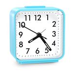 Brifit Silent Alarm Clocks, Battery Powered Bedside Clock with Snooze Night Light Function, Luminous Pointer & Large Display Table Clock, Easy to Read for Heavy Sleepers, Bedroom, Office (Blue)