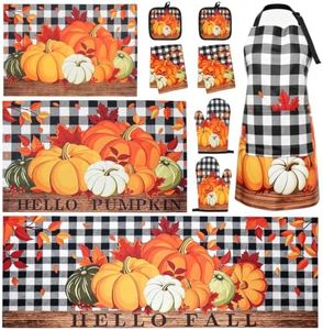 FooGuila Fall Kitchen Rug Sets, 10Pcs Pumpkin Kitchen Decor and Accessories