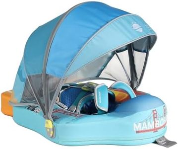 Mambobaby Float Non-Inflatable Baby Float with Canopy, Five-Point Safety System, 3D Canopy(Detachable) UPF 50+, Baby Pool Floats for 3-24 Months, Dual-Mode Toddler Swim Floaties