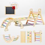 3 in 1 Rainbow Triangle Climbing Frame for Toddlers, Wooden Climbing Toys Folding Climbing Triangle Climbing Toys Outside for Boys And Girls to Climbing Sliding