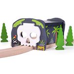 Bigjigs Rail Skull Cave & Tunnel - Wooden Train Set Accessories, Tunnels For Trains & Railway Sets, Classic Kids Toys, Compatible With Other Major Wood Rail Brands, For 3+ Year Olds