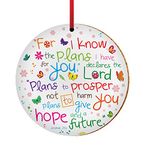 Christian Decorations - can be used as ceramic hanging decorations or as a coaster, 'I know the plans', with Bible verse Jer 29:11. Beautiful Christian gifts for women or men, by Just Cards