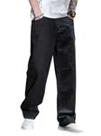 GRECIILOOKS Regular Cargo Pant Baggy Loose Fit | Cotton Jeans for Men (GL-MJ-02_Black_36)