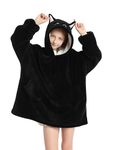 papasgix Kids Blanket Hoodie Snuggle Fluffy Sweatshirt Fleece Blanket with Star Pocket Soft Warm Cozy Sherpa Hoodie Wearable Blanket for Teens Girls Boys Cat