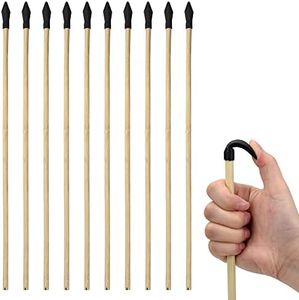 Basbon 10 Pcs Wooden Arrows Soft Rubber Tips, 17 Inch Handmade Wooden Toy Arrow for Kids and Beginners, Archery Bows Outdoor Play Cosplay Costume Decoration