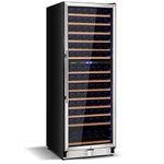 COSTWAY 24-Inch Wine Cooler Refrigerator, 154-Bottle Dual Zone Wine Cellar with Dual Temperature Control, Tempered Glass Door, Memory Function, Freestanding or Built-in Wine Fridge for Home Bar