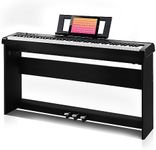 AODSK Weighted Piano 88-Key Beginner Digital Piano,Full Size Weighted keyboard with Hammer Action,with Sustain Pedal,2x25W Stereo Speakers,MP3 Function,Black,wood stand