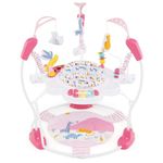 INFANS Baby Activity Center, 3 in 1 Play Center Jumpers and Bouncers with Music, Lights, Interactive Toys, 360°Rotating Seat, 3 Adjustable Heights, Exersaucer Learning Toys for Baby 6-12 Months (Pink)