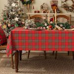 Softalker Christmas Table Cloth Rectangular 140x200 cm Red Tartan Tablecloth Stain Resistant Washable Table Cloths New Year Dining Table Cover for Coffee Restaurant Party Buffet Tabletop Decor 55x78in