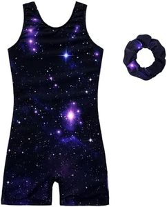 MODAFANS Gymnastics leotards for Girls Sparkly Unitards Biketards Dance Ballet Outfit with Scrunchie New Cosmic,6-7years