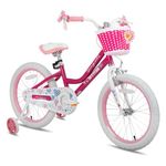 JOYSTAR 18 Inch Girls Bike for 5 6 7 8 9 Years Old, Children's Bike with Training Wheels & Basket for Ages 5-8 yr Girl, 18" Kids Bikes Bicycle with Handbrake, Fuchsia