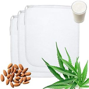Cerolopy 3 Packs Nut Milk Bags Natural Cheesecloth Bags,Mesh Nylon Filter Strainer Cotton Cloth Bags for Cheese Tea Yogurt Juice Wine Soup
