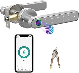 ERAY Fingerprint Door Handle Lock, Smart Door Lock, 4 in 1 Keyless Entry Door Knob with APP, Fingerprint, Keypad Code, Keys, Interior Security Lock Set for Home Hotel Apartment-Silver