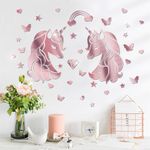 Wooshwa 3D Acrylic Mirror Wall Stickers Unicorn Wall Decals for Girls Bedroom Baby Nursery Kids Room(Rose Gold)