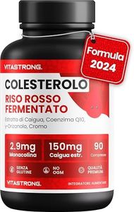 Integratore Metabolismo COLESTEROLO - Riso Rosso Fermentato Colesterolo, Caigua, γ-Oryzanol, Policosanolo, Coenzima Q10 e Cromo - 90 Compresse - Qualita Vitastrong