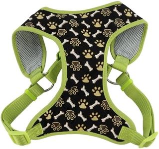 Coastal Pet Ribbon Designer Wrap Adjustable Dog Harness - Large & Small Dog Harness - Breathable Mesh Harness for Dogs Pet Supplies for Dogs - Brown Paws & Bones, 5/8" x 16-19"
