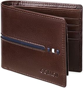 GAEKEAO Wallets for Mens Genuine Leather RFID Blocking Slim Bifold Wallet with Zip Coin Pocket, 15 Credit Card, 2 Banknote Compartments, ID Window Minimalist Men Wallets, Coffee