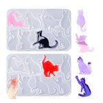 Finyoffiy 2Pcs Cat Resin Mold Deer Silicone Mold Cute Animal Epoxy Mold Pendant Casting Mold for DIY Jewelry Necklace Earring Ornament (Cat)