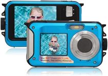 Dual Screens Waterproof Digital Camera, Full HD 2.7K 48MP 10ft 16X Digital Zoom Waterproof Dual Front and Rear Screen Digital Camera for Teenagers Beginners. (Blue)