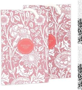 The Master Herbalist Fragrant ROSE Scented Wardrobe Freshener Sachets in a WILLIAM MORRIS Design in PINK | Pack of 2, 4852FBAS