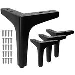 Baotkere 4pcs Metal Furniture Legs, 6.8inch Foot 17.5cm Modern Style DIY Triangle Replacement Sofa Legs, for The Use of Bed feet, Dining Table, TV Stand, Dressing Wardrobe, Cabinet Support (Black)