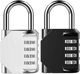 Mythco 2 Pack Combination Lock 4 Digit Outdoor Waterproof Padlock for School Gym Locker, Sports Locker, Fence, Toolbox, Gate, Case, Hasp Storage (Black+Silver)