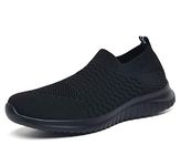 TIOSEBON Mens Slip on Trainers Casual Sport Sneakers Breathable Lightweight Running Walking Shoes 6.5 UK All Black