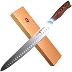 TUO Slicing Knife 12 inch - Granton Carving Knives Hollow Ground Meat Cutting Knife Kitchen Long Slicer & Carver - HC German Stainless Steel Pakkawood Handle - Gift Box Included - Fiery Series