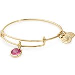 Alex and Ani Birthstones Expandable Bangle for Women, Crystal Charm for Every Month, Shiny Finish, 2 to 3.5 in, Expandable, Crystal