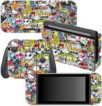 HK Studio Game Console Switch Skins - Sticker Bomb Game Console Switch Stickers with No Bubble, Waterproof - Game Console Switch Wrap Skin - Including Skin for Joy-Cons, Dock, Grip and Console