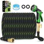 FlexiSolve Garden Hose 75 ft, NON-EXPANDABLE Ultra Lightweight & Flexible Water Hose With 10-Pattern Spray Nozzle, Kink-Free, Leak-Proof, Durable Hose Pipe, 3750D High-Density Fabric, 3/4" Fittings