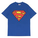 DC Comics Superman Classic Logo T-Shirt, Adults, S-4XL, Blue, Official Merchandise L