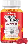 Bellway Super Fiber Gummies for Adults - Sugar Free Organic Fiber Supplement Gummies with 4g of Fiber per Serving - Prebiotic Chicory Root Fiber for Digestive Gut Health, Raspberry Lemon, 60 Count