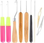 Dreadlock Crochet Hook Tool Kit,SUPRROW 9 PCS Bent Latch Hook Hair Extension Knitting Needle Crochet Needle Hook Tool for Braid Carpet Making and Other Craft