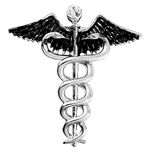 Mahi Rhodium Plated Caduceus Doctor's Brooch Lapel/Brooch Pin for Men (BP1101025R)