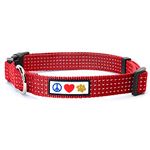 Pawtitas Dog Collar For Medium Dogs Reflective Training Puppy Collar With Stich - M - Red