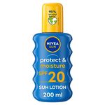 NIVEA SUN Protect & Moisture Sun Spray SPF 20 (200 ml), Sun Cream with Vitamin E, Provides 48-Hour Moisture and Immediate UVA and UVB Protection