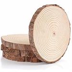 Kurtzy 4 Pack Unfinished Natural Wood Slices - 18-23cm Diameter, 20-22mm Thick - Rustic Wooden Log Discs with Bark & Smooth Finish - for Arts/Crafts, DIY, Coasters, Decorations, Christmas Ornaments