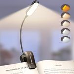 Glocusent 20 LED Book Light for Reading in Bed, Eye Caring Reading Light, 5 Colors & 5 Brightness 3–100LM Dimmable, 1200mAh Rechargeable to 90 Hrs, Lightweight Clip on Light for Book Lovers
